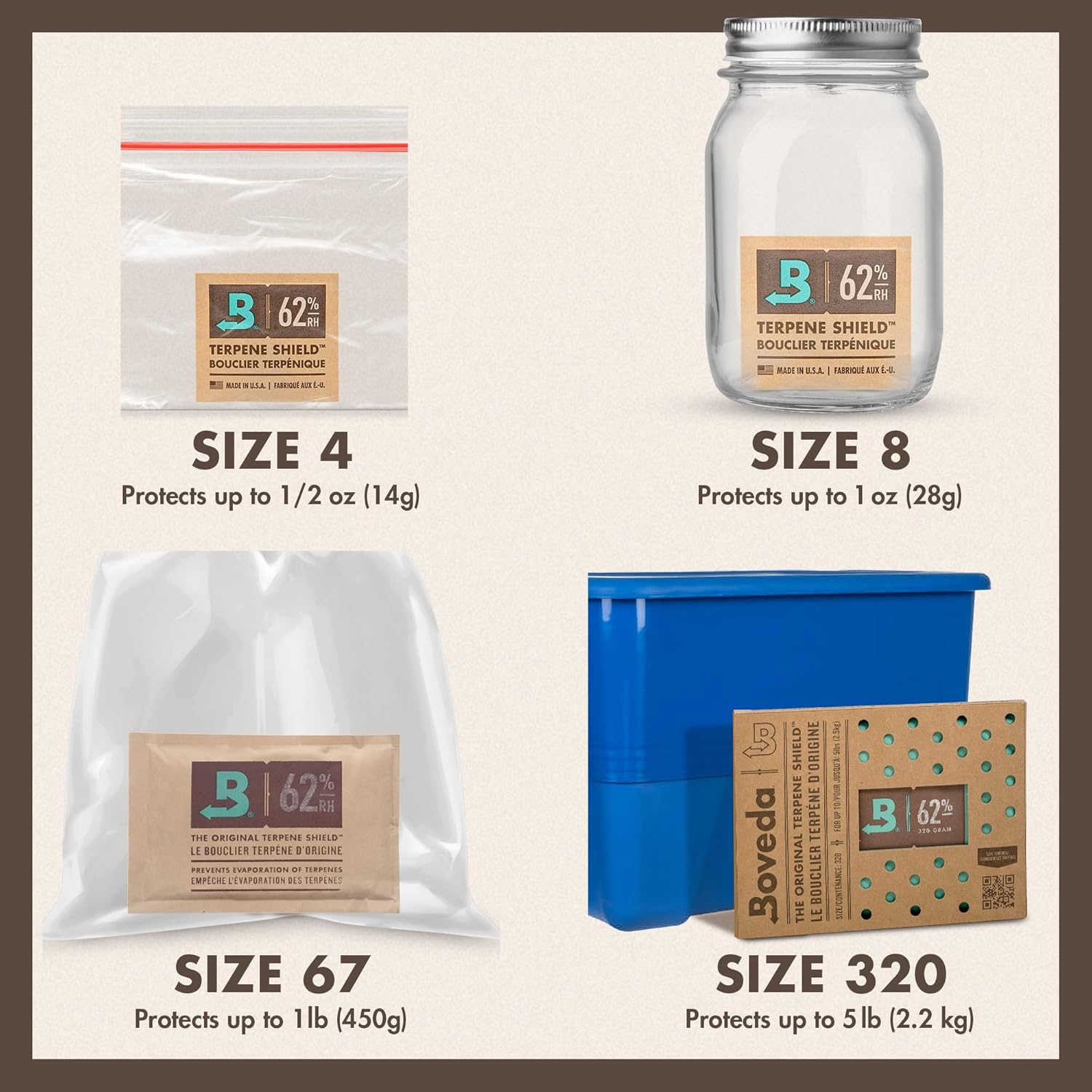 Boveda 62% Two-Way Humidity Control Packs For Storing ½ oz – Size 4 – 10 Pack – Moisture Absorbers for Small Storage Containers – Humidifier Packs – Hydration Packets in Resealable Bag-4