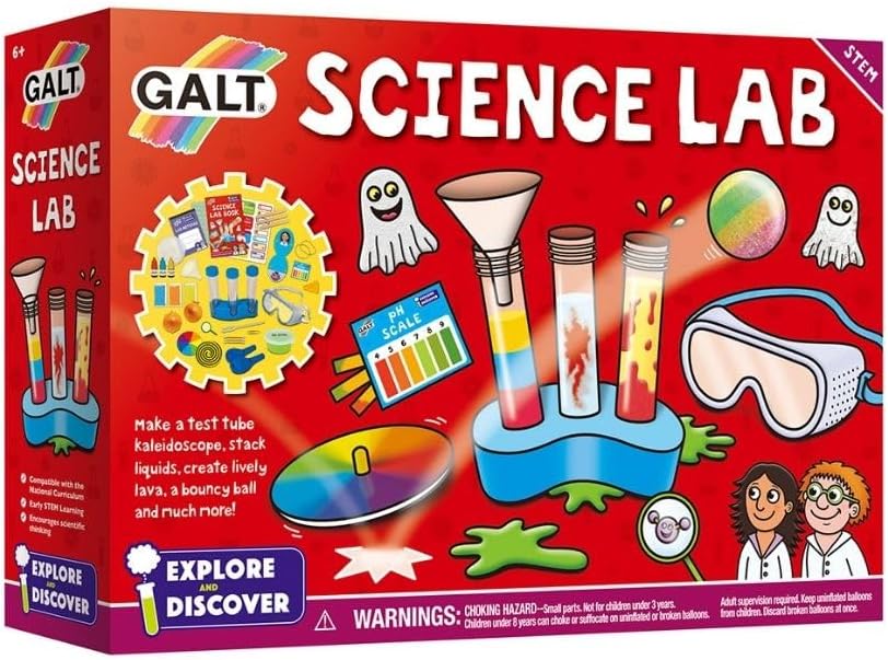 Galt Science Lab - Explore and Discover Science Kit for Kids, Childrens Craft Set - 20 Fun STEM Science Experiments and Guide Book - Make a Kaleidoscope, Lava, Bouncy Ball and More - For Ages 6 Plus-0