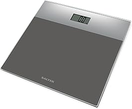 Salter 9206 SVSV3R Digital Bathroom Scale – Body Weighing Glass Electronic Scales, Easy Read LCD Display, Step On Activation, Max. Weight 180KG/400lbs, 15-Year Guarantee, Battery Included, Silver/Grey