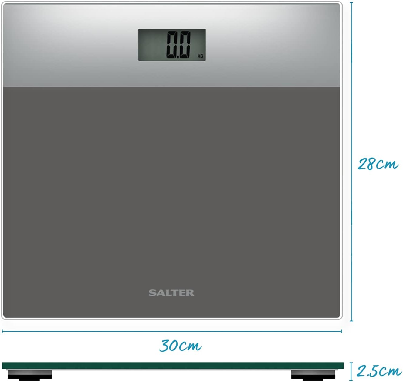 Salter 9206 SVSV3R Digital Bathroom Scale – Body Weighing Glass Electronic Scales, Easy Read LCD Display, Step On Activation, Max. Weight 180KG/400lbs, 15-Year Guarantee, Battery Included, Silver/Grey-5