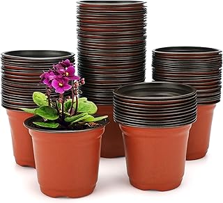 KINGLAKE 100Pcs Plastic Plant Pots 10cm Seed Seedling Pots Flower Nursery Pots for Vegetables,Flowers,Herbs,Cuttings, Succulent