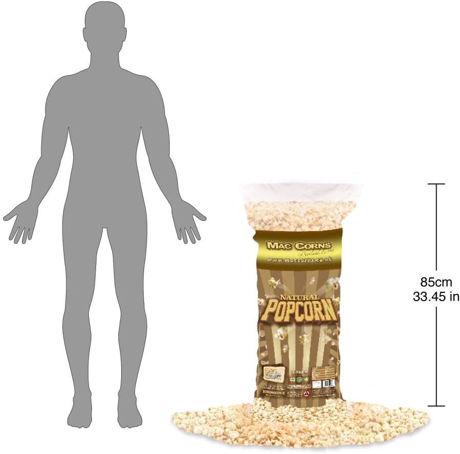 Mac-Corns Plain (Naked) Unflavoured Natural Popcorn, 1.9kg Re-sealable Bulk Pack, Traditionally Popped, Allergen Free-0