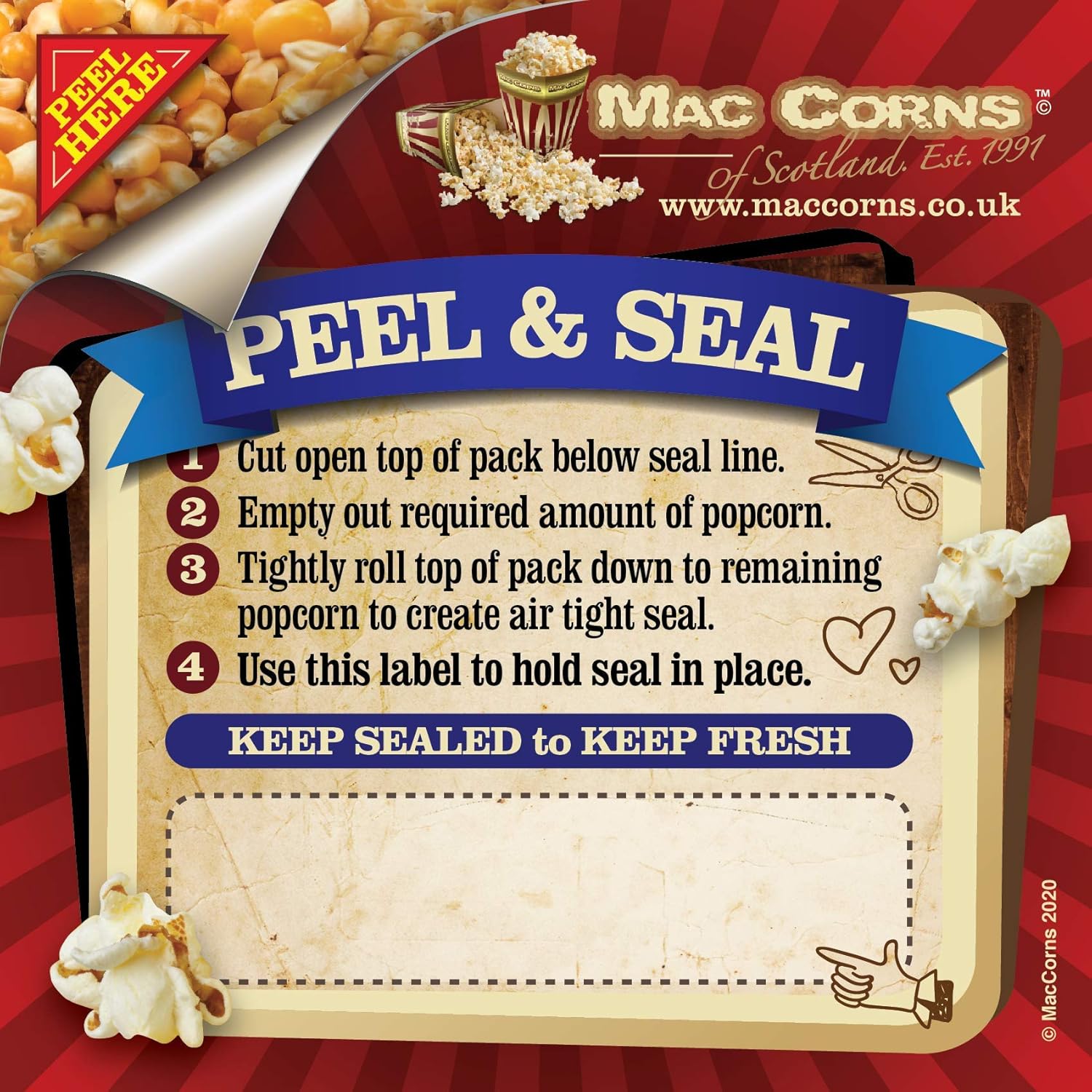 Mac-Corns Plain (Naked) Unflavoured Natural Popcorn, 1.9kg Re-sealable Bulk Pack, Traditionally Popped, Allergen Free-1