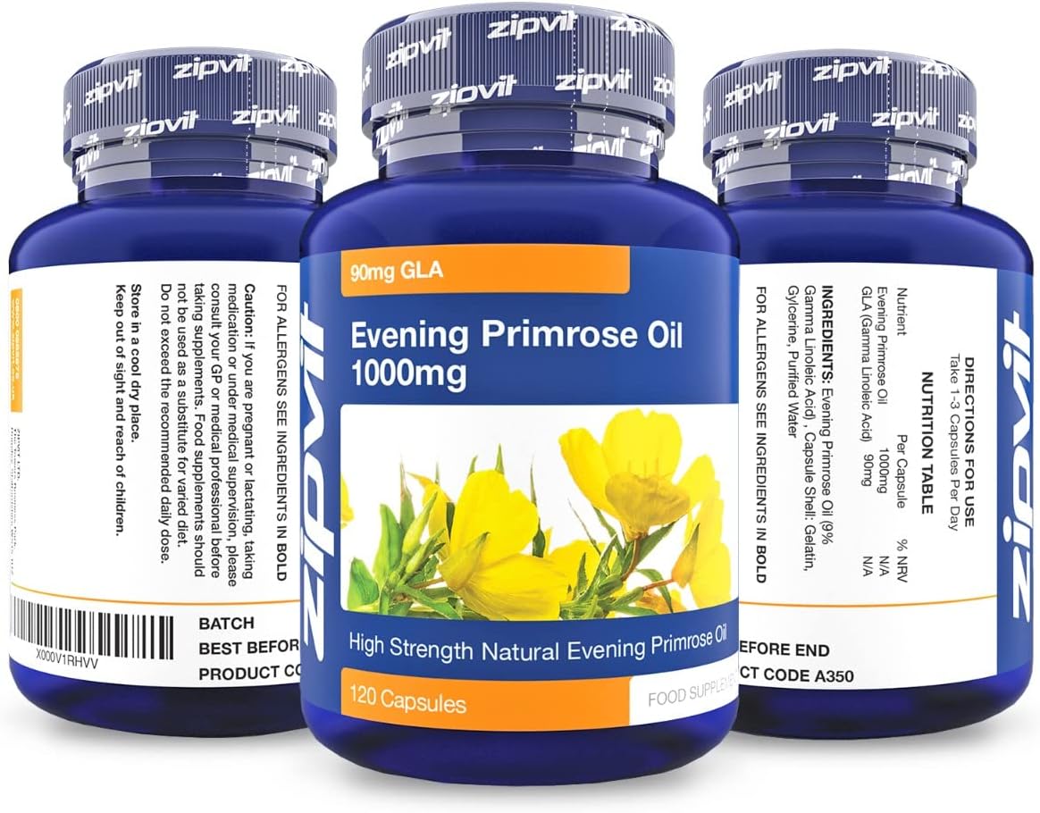 Zipvit Evening Primrose Oil 1000mg, 120 Softgel Capsules, Pure Cold Pressed Evening Primrose Oil, High in Omega 6 Gamma Linolenic Acid, Supports Women's Health-1