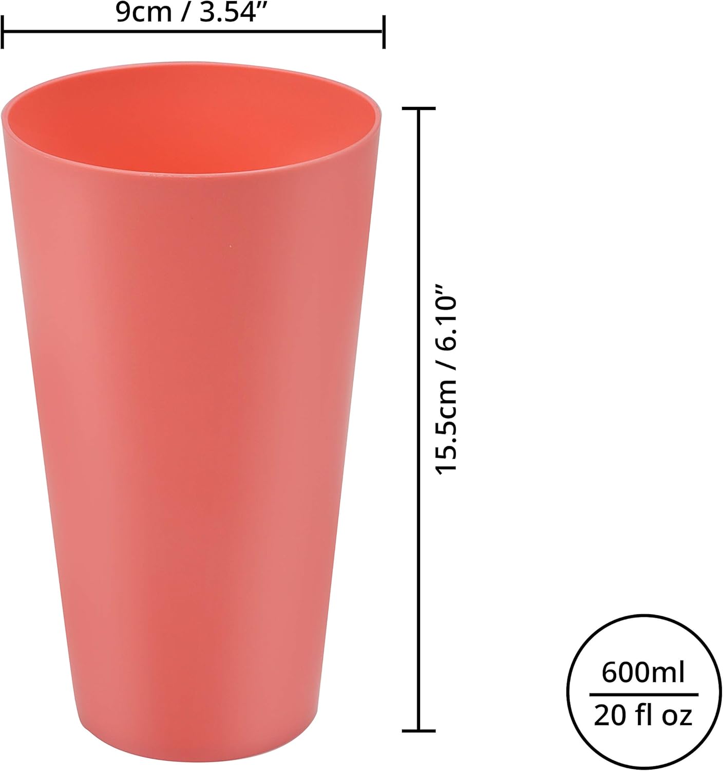 BELLE VOUS 12 Pack Coloured Plastic Cups - 600ml/20 fl oz - Reusable Drinking Tumblers in 4 Colours - Hard Plastic Drinkware for Parties, Camping, BBQs, Picnics & Beach - Dishwasher Safe & BPA Free-1