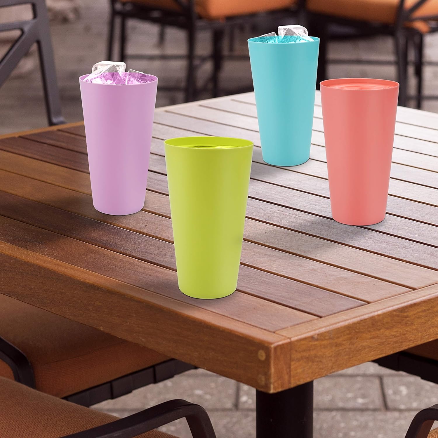 BELLE VOUS 12 Pack Coloured Plastic Cups - 600ml/20 fl oz - Reusable Drinking Tumblers in 4 Colours - Hard Plastic Drinkware for Parties, Camping, BBQs, Picnics & Beach - Dishwasher Safe & BPA Free-6