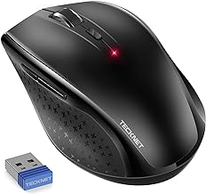 TECKNET Wireless Mouse, 2.4G Wireless Silent Mouse, 4800DPI Optical Computer Mouse with 6 Adjustable DPI, 30 Months Battery Life, Ergonomic Silent Click USB Cordless Mouse for Laptop PC Computer