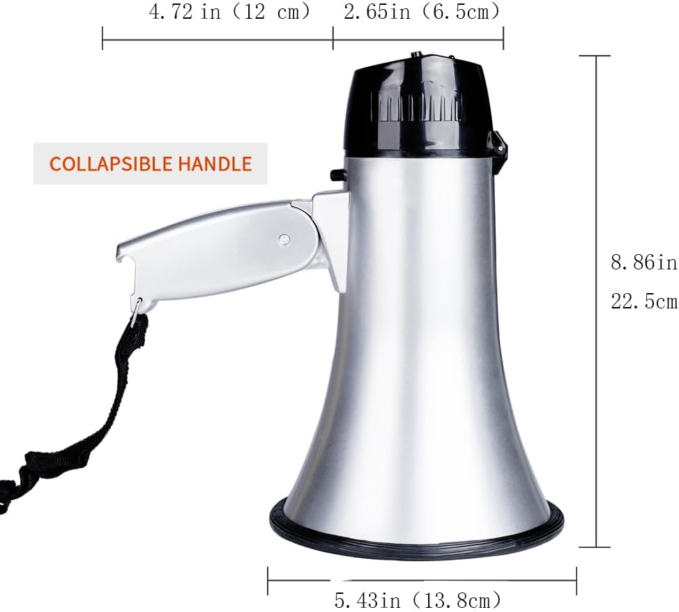 MyMealivos Portable megaphone bullhorn 20 Watt Power Megaphone Speaker Voice And Siren/Alarm Modes With Volume Control And Strap-5