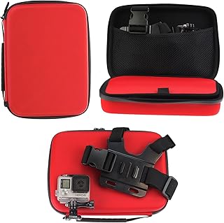 Navitech Red Shock Proof Action camera Case/Cover Compatible With The XIKEZAN 4K WIFI Action Camera 16MP Waterproof Sports Diving Cam DV Camcorder with 2.0" LCD Screen