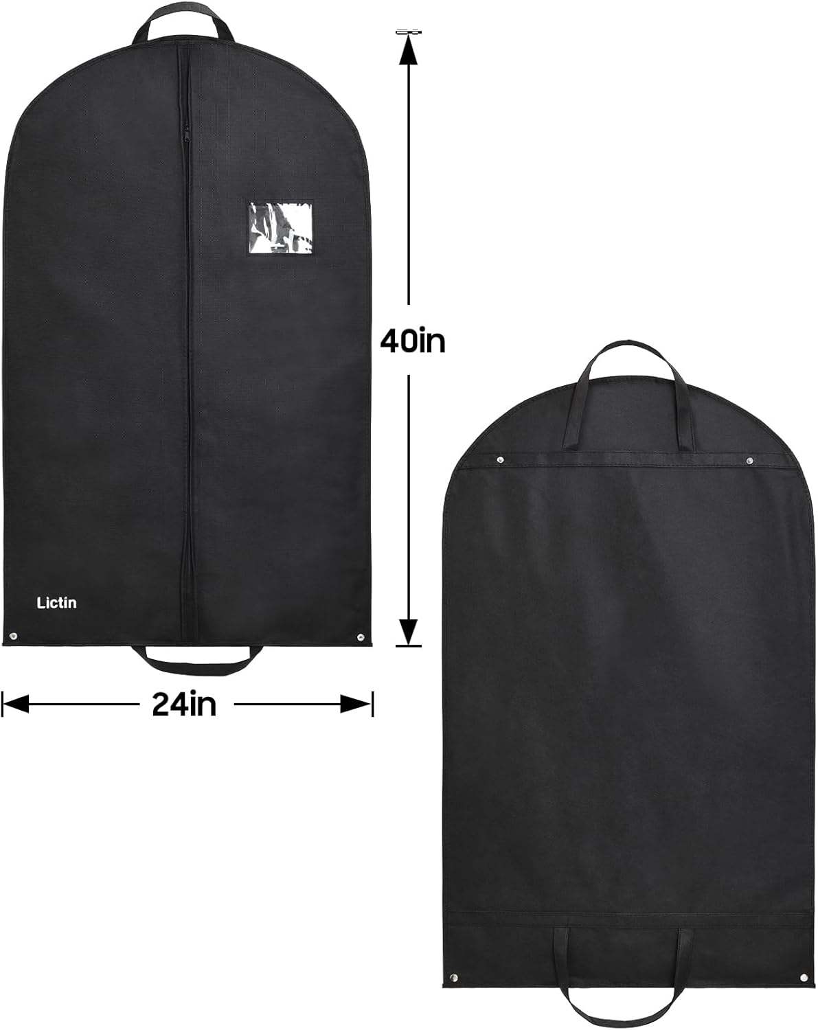 Lictin 100 * 60cm Breathable Garment Suit Clothes, Suit Bag Garment Bag Breathable Suit Protector Carrier with 1shoe cover and PVC Transparent Window for Wardrobe and Travel Dustproof (Blak, 3 pcs)-7