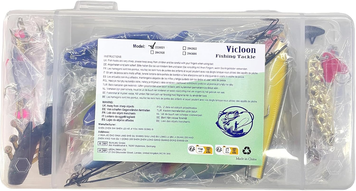 Vicloon 120 PCS Fishing Lures Mixed Including Spinners,VIB,Treble Hooks,Single Hooks,Swivels,Pliers and Tackle Box-7