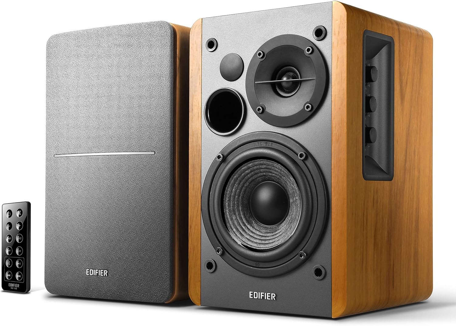 Edifier R1280DB Powered Bluetooth Bookshelf Speakers - Optical Input - Wireless Studio Monitors - 4 Inch Near Field Speaker - 42w RMS - Wood Grain-0