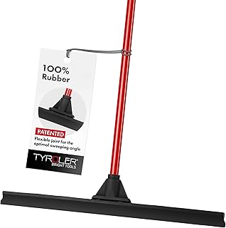 Tyroler Large Wet room Floor Squeegee 60cm 100% Rubber Floor Squeegee Heavy Duty Outdoor, Anti-Rust 140cm 4 Part Long Handle Squeegee, Shower Squeegee Perfect for Bathroom, Kitchen, Home, Tile & Patio