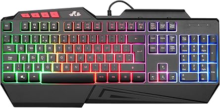 Rii RK202 Gaming Keyboard,LED Rainbow Backlit Light up Keyboard With Membrane Keys,Spill-Resistant,for PC Computer,Laptop,Windows,Gamer,Xbox one,PS4,PS5-UK Layout