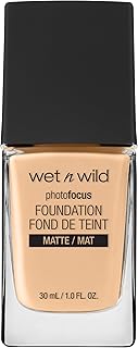 Wet n Wild, Photo Focus Foundation Matte, High-coverage Foundation with Light-adjusting Complex for a White Cast-free Effect and a Camera-ready Makeup, Matte Finish, Vegan, Soft Beige