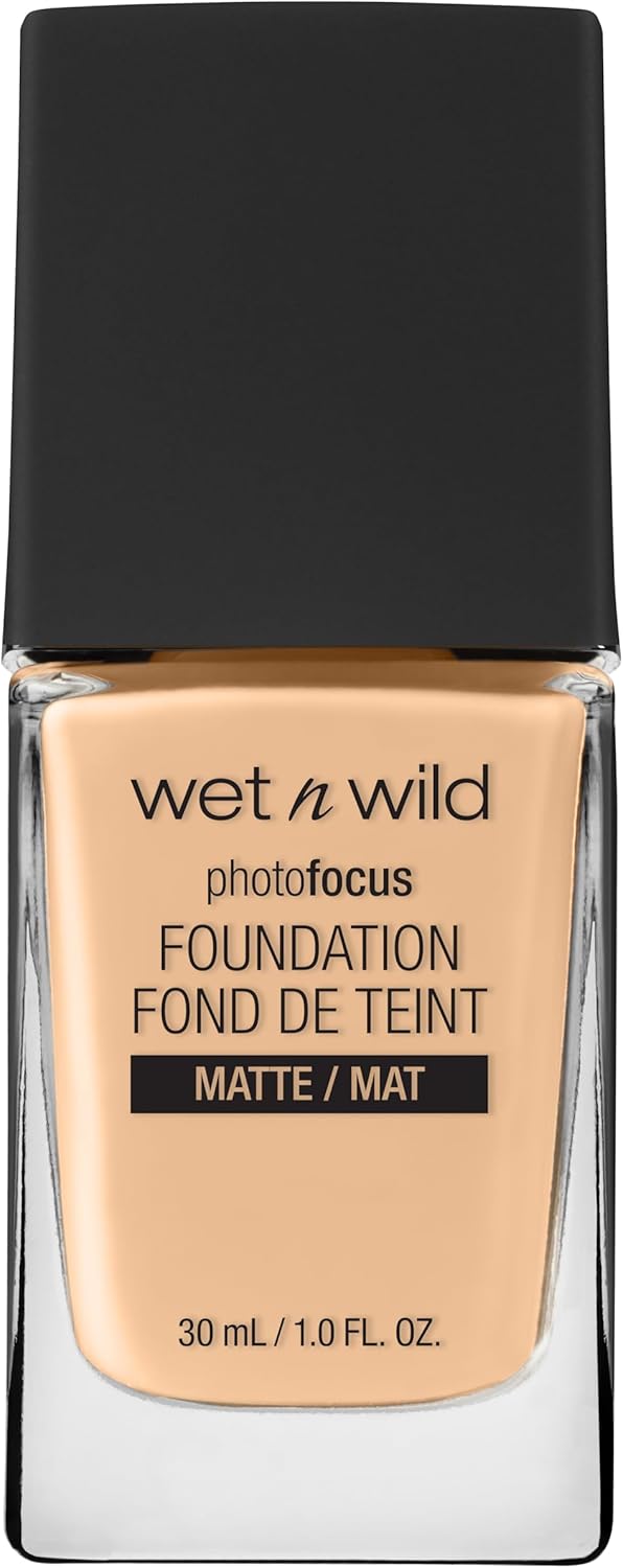 Wet n Wild, Photo Focus Foundation Matte, High-coverage Foundation with Light-adjusting Complex for a White Cast-free Effect and a Camera-ready Makeup, Matte Finish, Vegan, Soft Beige-0