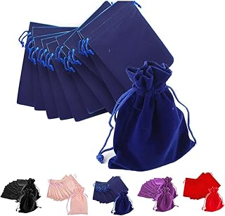 Time to Sparkle 10pcs 7x9cm Velvet Drawstring Bags Velvet Pouches for Jewelry Gift Packaging Wedding, Navy Blue