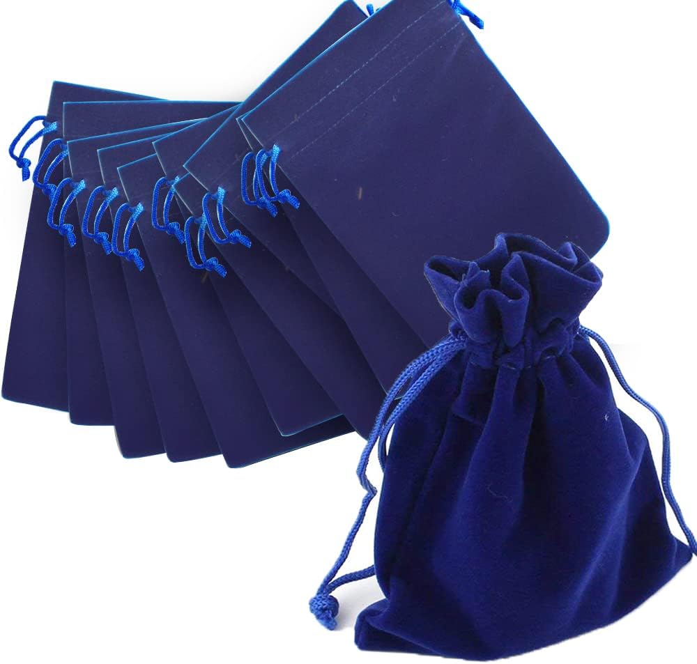 Time to Sparkle 10pcs 7x9cm Velvet Drawstring Bags Velvet Pouches for Jewelry Gift Packaging Wedding, Navy Blue-1