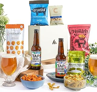 Craft Beer Hamper With Snacks - Craft Lager, IPA, Premium Pub Style Snacks, Beer Gifts For Men, Food Gifts For Men, Alcohol Gifts For Men, Birthday Hamper Gifts For Men, By Clearwater Hampers