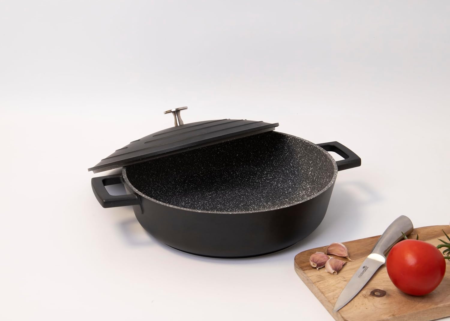 MasterClass Shallow Casserole Dish with Lid 4L/28 cm, Lightweight Cast Aluminium, Induction Hob and Oven Safe, Black-6