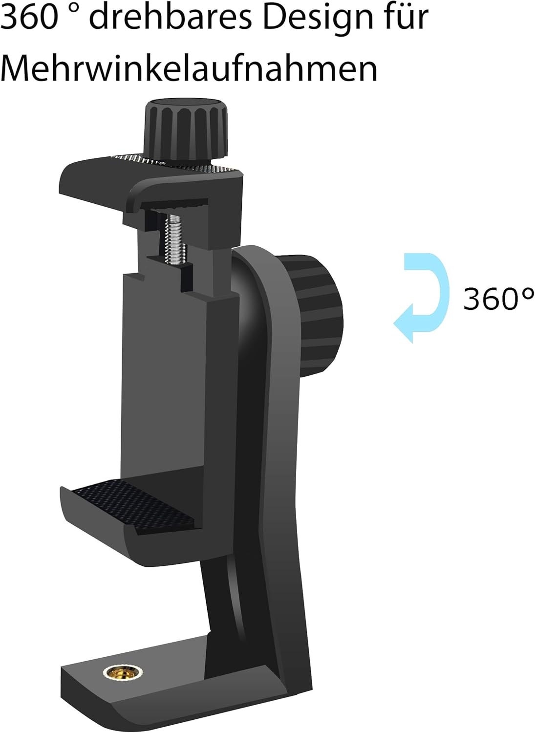 Ailun Tripod Phone Mount Holder Head Standard Screw Adapter Rotatable Digtal Camera Bracket Selfie Lens Monopod Clamp Adjustable Mount for Ring Light Camcorder,Compatible for Most Cellphones-3