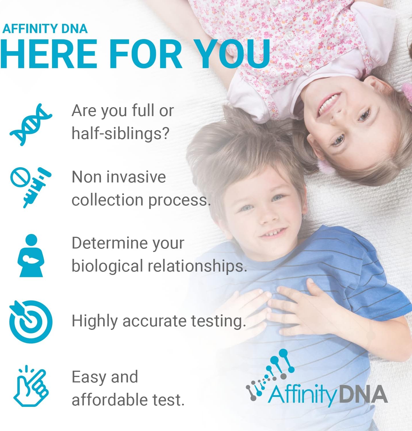 AffinityDNA Sibling DNA Testing Kit | Highly Accurate Genetic Swab Test | 18 Loci Home DNA Test Kits for 2 Brothers or Sisters | Results in 5 Working Days | Laboratory Fee Not Included-2