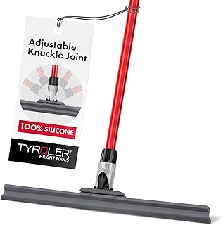 Tyroler Bright Tools Patented Floor Squeegee Heavy Duty 45 Cm, Solid 100% Silicone, New Aluminum Anti-Rust 4 Part Handle, Adjustable Knuckle Joint - Best for Washing, Drying, Bathroom, Wet Room, Floor