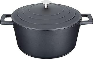 MasterClass Casserole Dish With Lid, Medium 4L/24 cm, Lightweight Cast Aluminium, Induction Hob And Oven Safe, Black