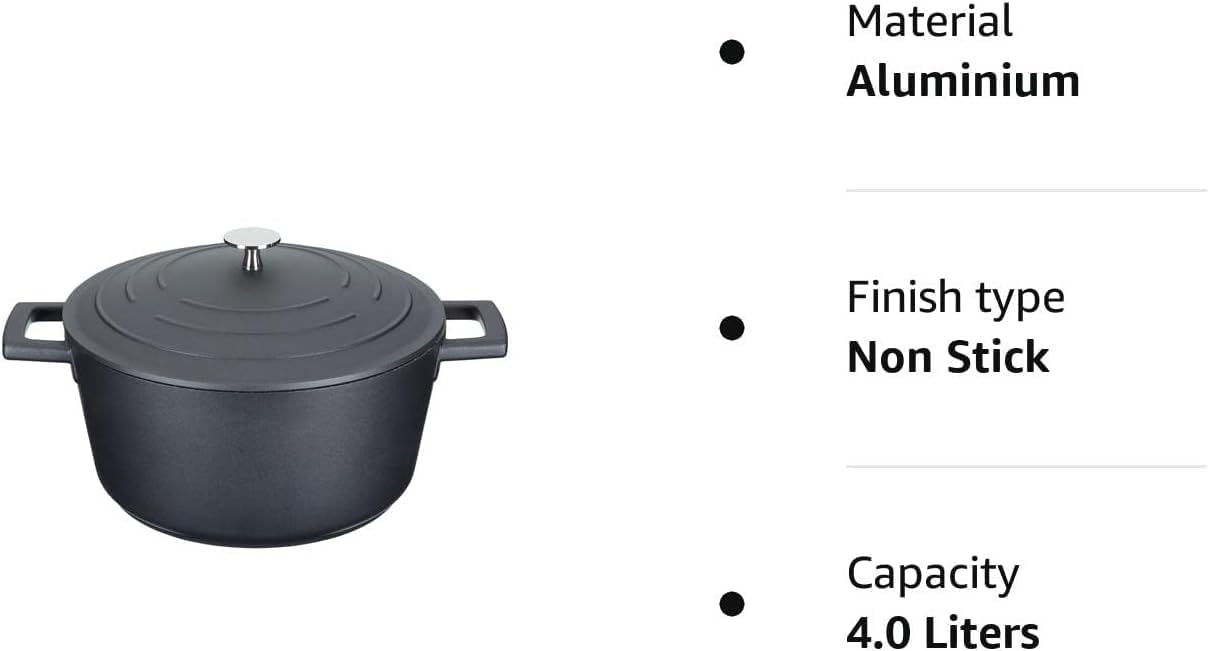 MasterClass Casserole Dish With Lid, Medium 4L/24 cm, Lightweight Cast Aluminium, Induction Hob And Oven Safe, Black-12