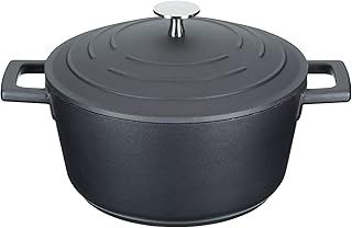 MasterClass Small Casserole Dish with Lid 2.5L/20 cm, Lightweight Cast Aluminium, Induction Hob and Oven Safe, Black