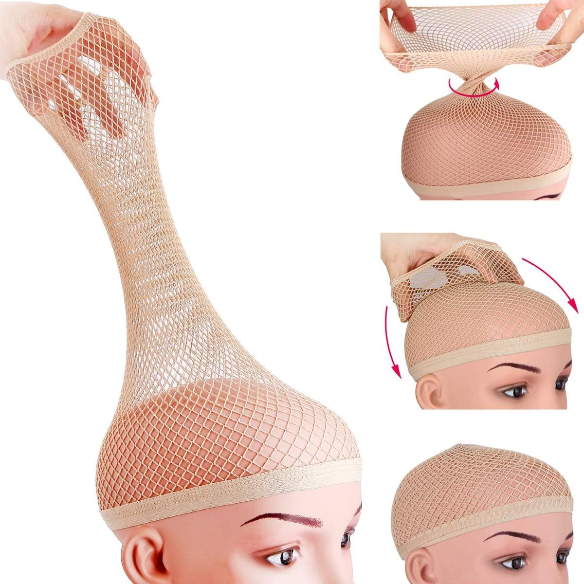 Dreamlover Hair Net for Wigs, Wig Caps to Hold Wig in Place, Wig Net for Long Hair, Nude, 2 Pieces-0