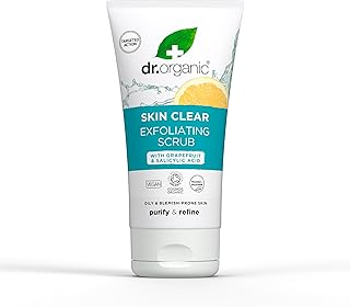 DR ORGANIC Skin Clear Exfoliating Scrub, Cleansing , For Acne & Clear Skin, Salicylic Acid, Oily, Problem Skin, Natural, Vegan, Cruelty-Free, Paraben & SLS-Free, Recycled & Recyclable, Organic, 150ml