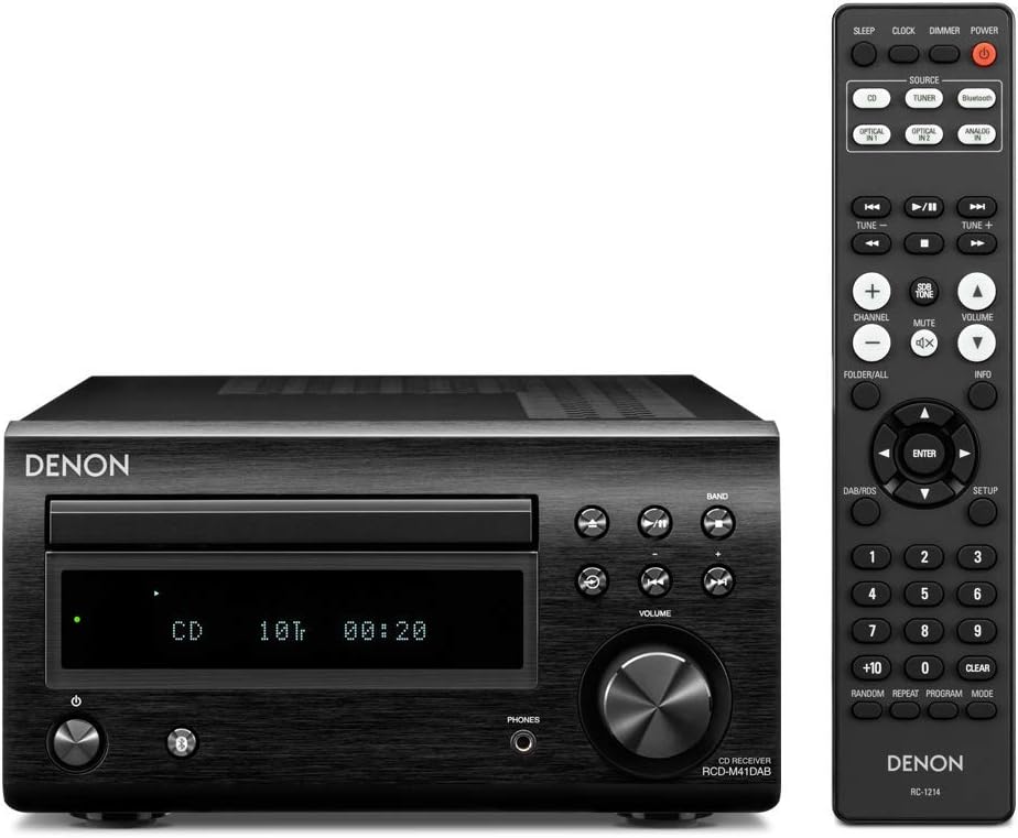 Denon RDCM41DAB Hifi Receiver with CD Player, Audio Receiver for HiFi, Bluetooth, 2x30W + Subwoofer PreOut, FM Radio / DAB / DAB+ Tuner, 2x Digital Optical Input & 1x Headphone Output - Black-1