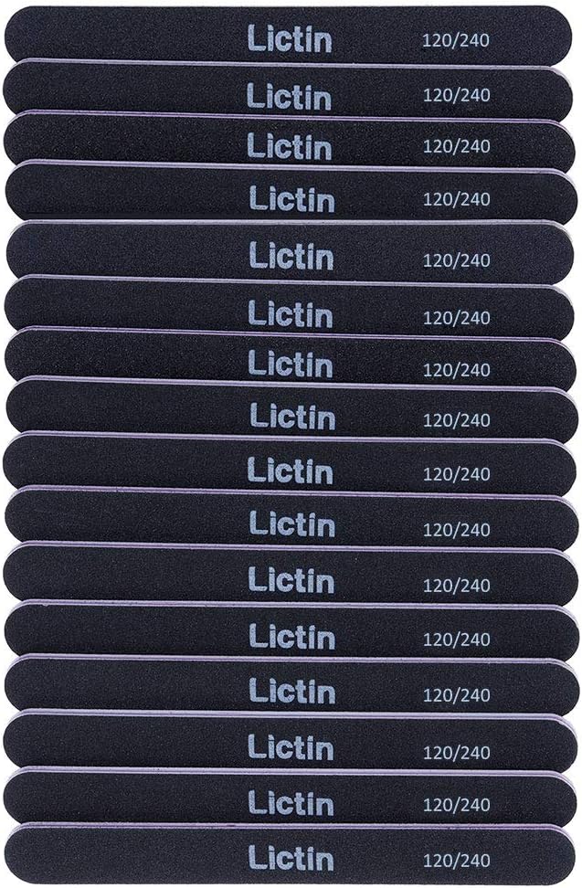 Lictin Pack of 16 Professional Nail Files Double Sided Emery Board (120/240 Grit)-1