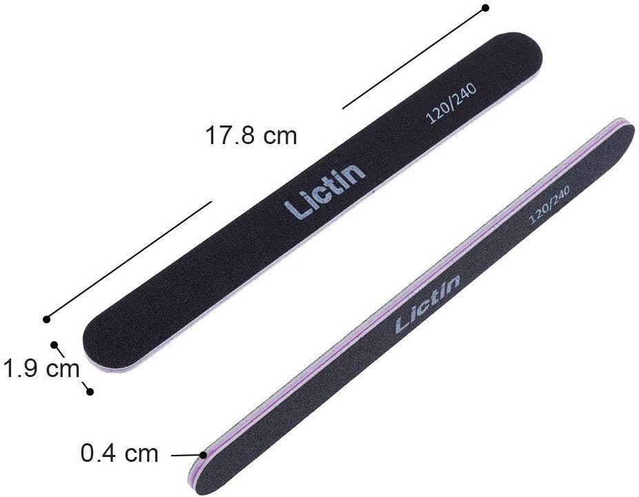 Lictin Pack of 16 Professional Nail Files Double Sided Emery Board (120/240 Grit)-2