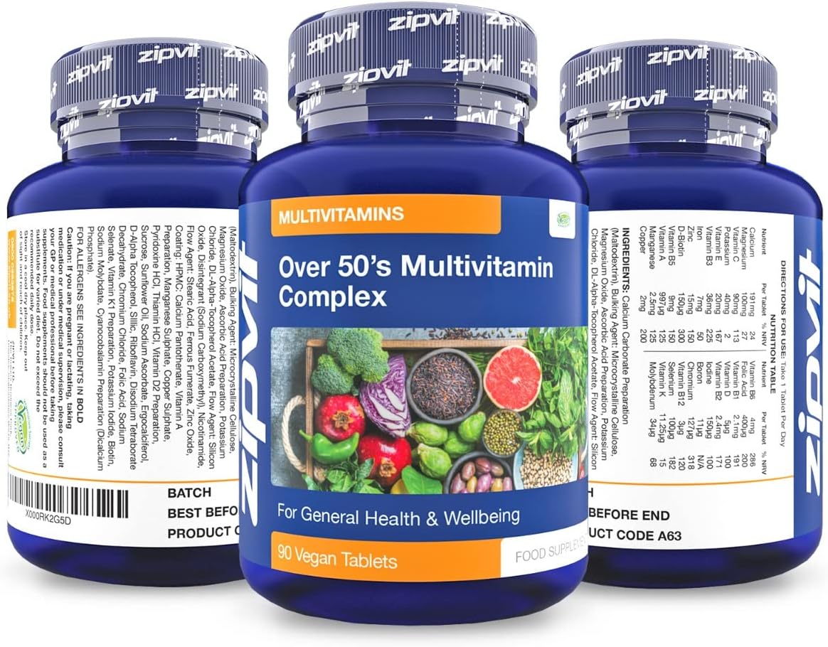 Multivitamin Advanced 50 Plus Active Formula for Women & Men - 90 Vegan Tablets. Supports Bone Health and Your Immune System. UK Supplier. 3 Months Supply-2