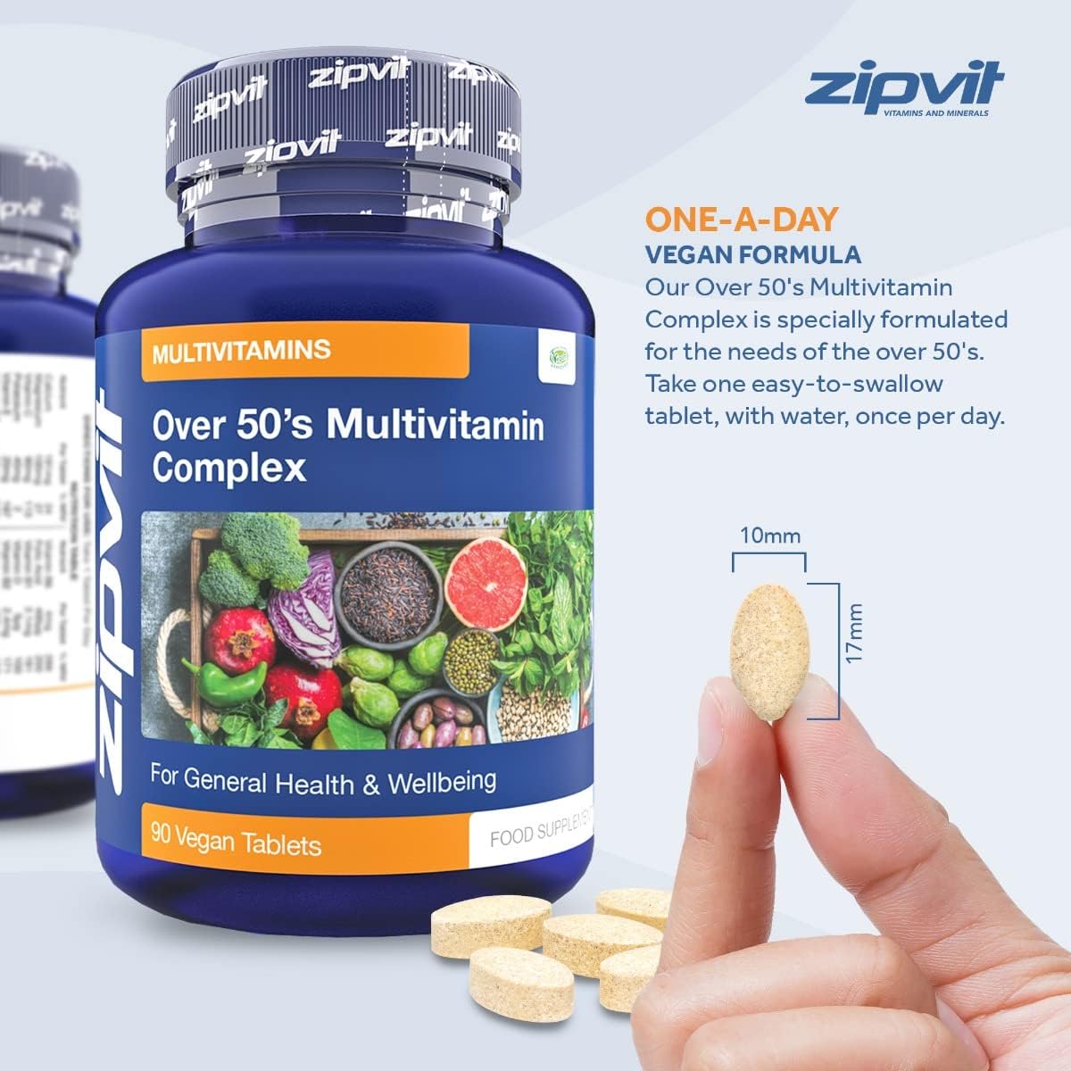 Multivitamin Advanced 50 Plus Active Formula for Women & Men - 90 Vegan Tablets. Supports Bone Health and Your Immune System. UK Supplier. 3 Months Supply-3