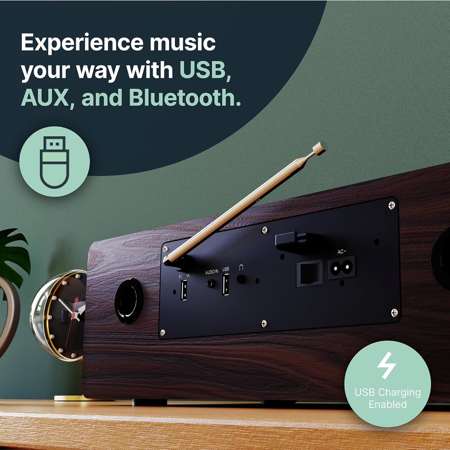 DAB+ Radio & CD Player | Compact Wooden Hi-Fi Music System | Bluetooth Digital Home Stereo | FM, 20 Presets, Dual Alarm, & Remote Control | AUX & USB Input | USB Charging | MAJORITY Oakington (Walnut)-4