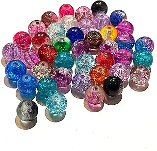 The Bead and Button Box - 100 Beautiful Crackle Beads 8mm Mixed Split Colour. Ideal for Jewellery Making, Home Decor and Other Craft Products