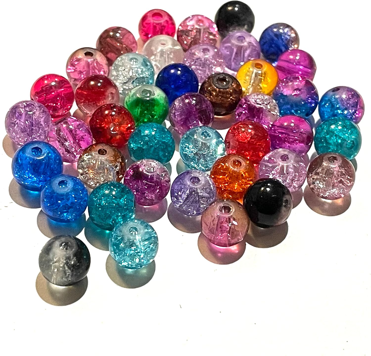 The Bead and Button Box - 100 Beautiful Crackle Beads 8mm Mixed Split Colour. Ideal for Jewellery Making, Home Decor and Other Craft Products-0