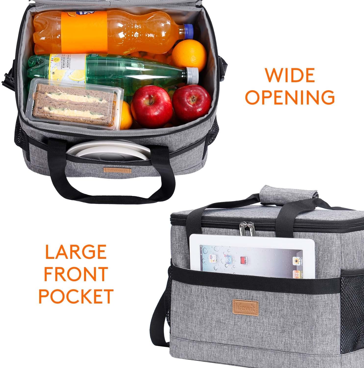 Lifewit Soft Cooler Bag with Hard Liner, Large Insulated Picnic Lunch Bag Box Soft-Sided Cooling Bag for Camping/BBQ/Family Outdoor Activities-4