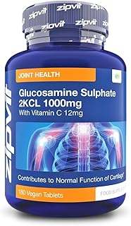 Zipvit Glucosamine Sulphate 2KCl 1000mg with Vitamin C, 180 Vegan Tablets, Supports Bones, Cartilage & Collagen, Reduces Tiredness & Fatigue, Joint Health Supplement, 6 Month Supply