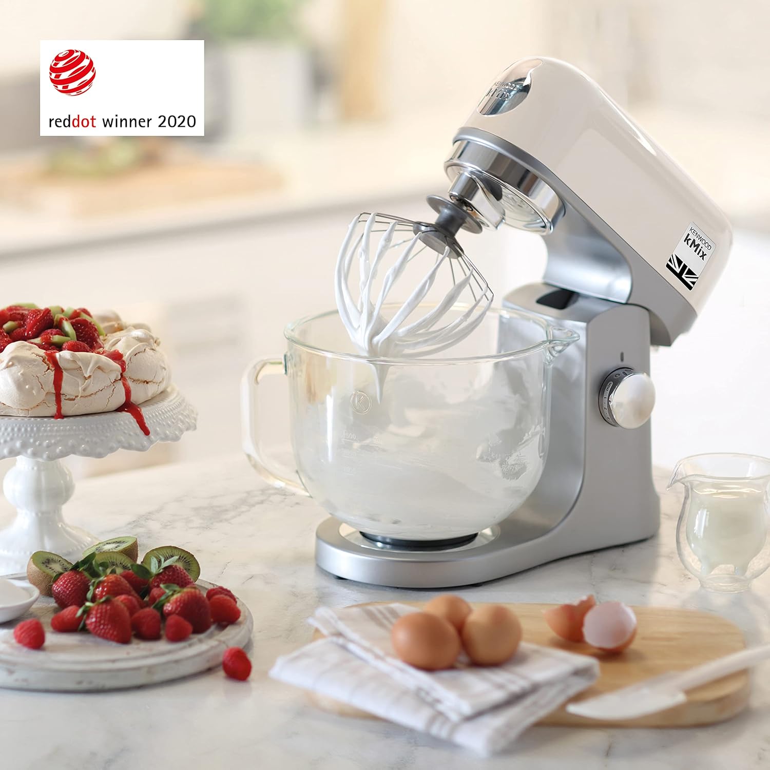 Kenwood kMix Stand Mixer for Baking, Stylish Kitchen Mixer with K-beater, Dough Hook and Whisk, 5L Glass Bowl, Removable Splash Guard, 1000 W, Cream-7