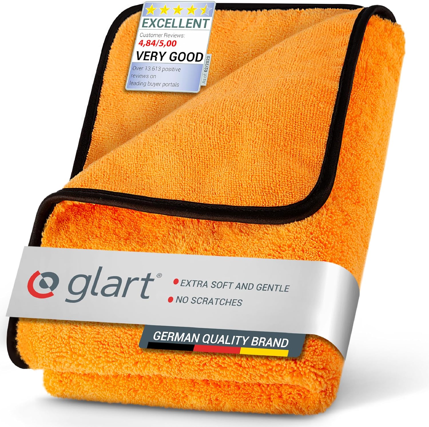 Glart 44WG Watergate super absorbent car microfiber cloth drying towel, 60 x 90 cm, orange, 1 pc. Microfiber cloth for car care, for drying before car polish and after wheel brush-0