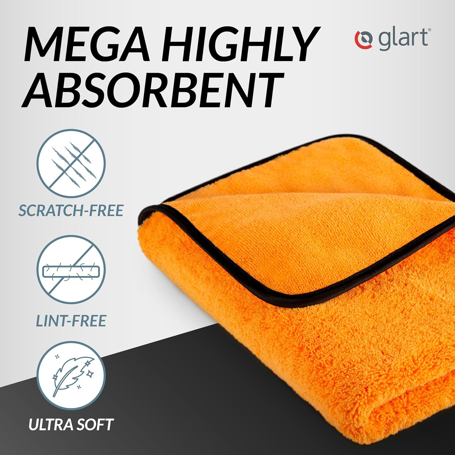 Glart 44WG Watergate super absorbent car microfiber cloth drying towel, 60 x 90 cm, orange, 1 pc. Microfiber cloth for car care, for drying before car polish and after wheel brush-1