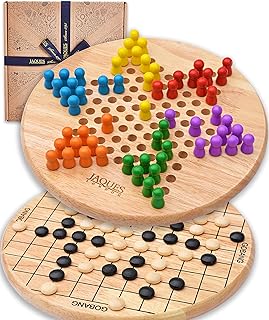 Jaques of London Chinese Checkers & Go Game | Family Wooden Games | Reversible Classic Games | Checkers Board Game with Go Game | Since 1795