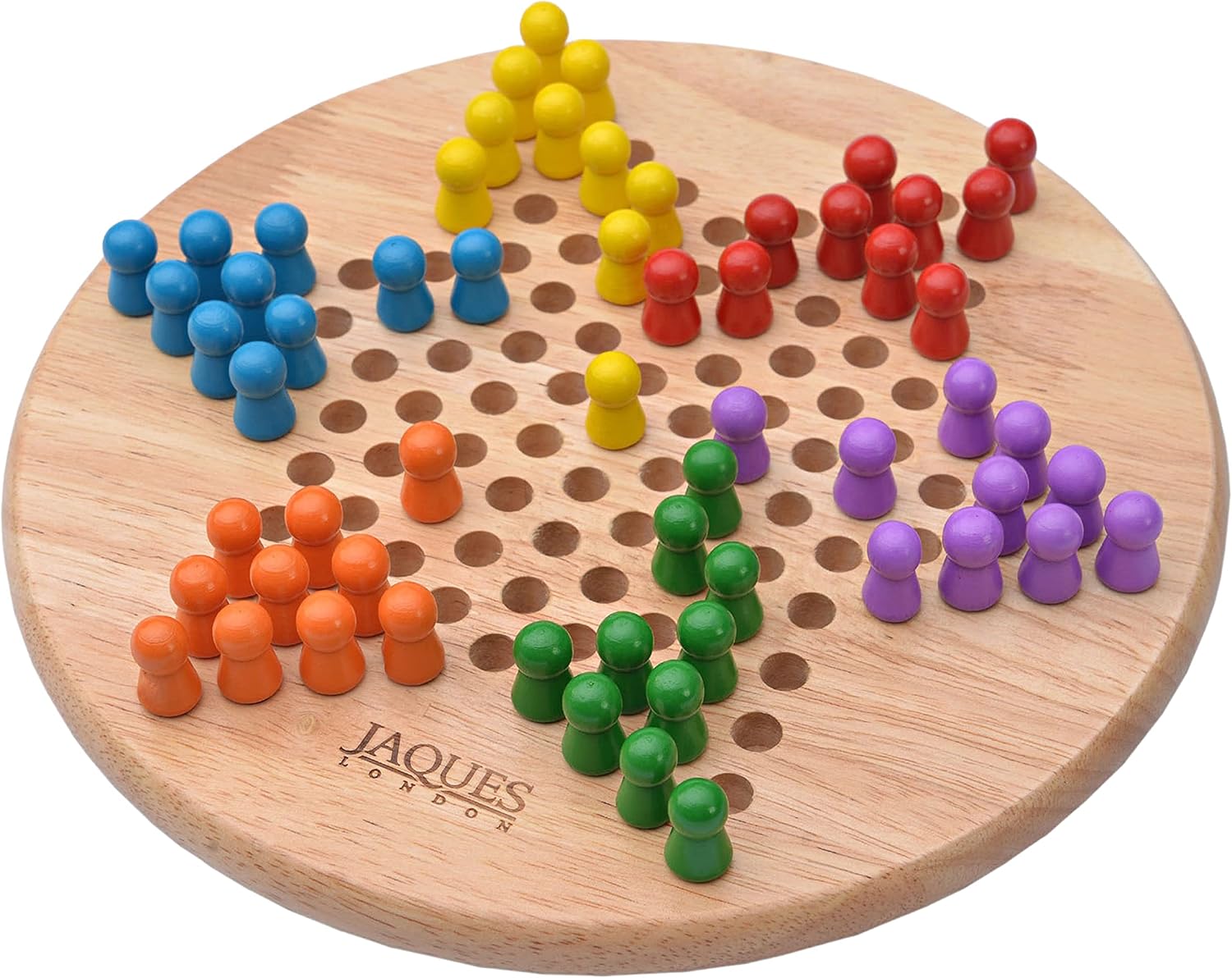 Jaques of London Chinese Checkers & Go Game | Family Wooden Games | Reversible Classic Games | Checkers Board Game with Go Game | Since 1795-1