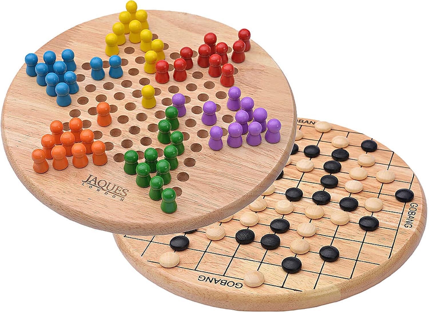 Jaques of London Chinese Checkers & Go Game | Family Wooden Games | Reversible Classic Games | Checkers Board Game with Go Game | Since 1795-2