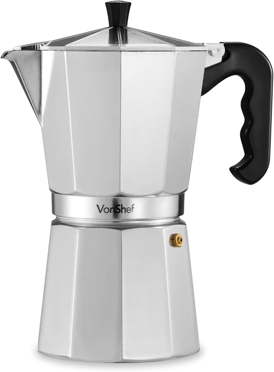 VonShef Stovetop Coffee Maker, 12 Cup Aluminium Italian Espresso Maker, 600ml Gas & Electric Stove Top Moka Pot with Replacement Gasket & Filter-0