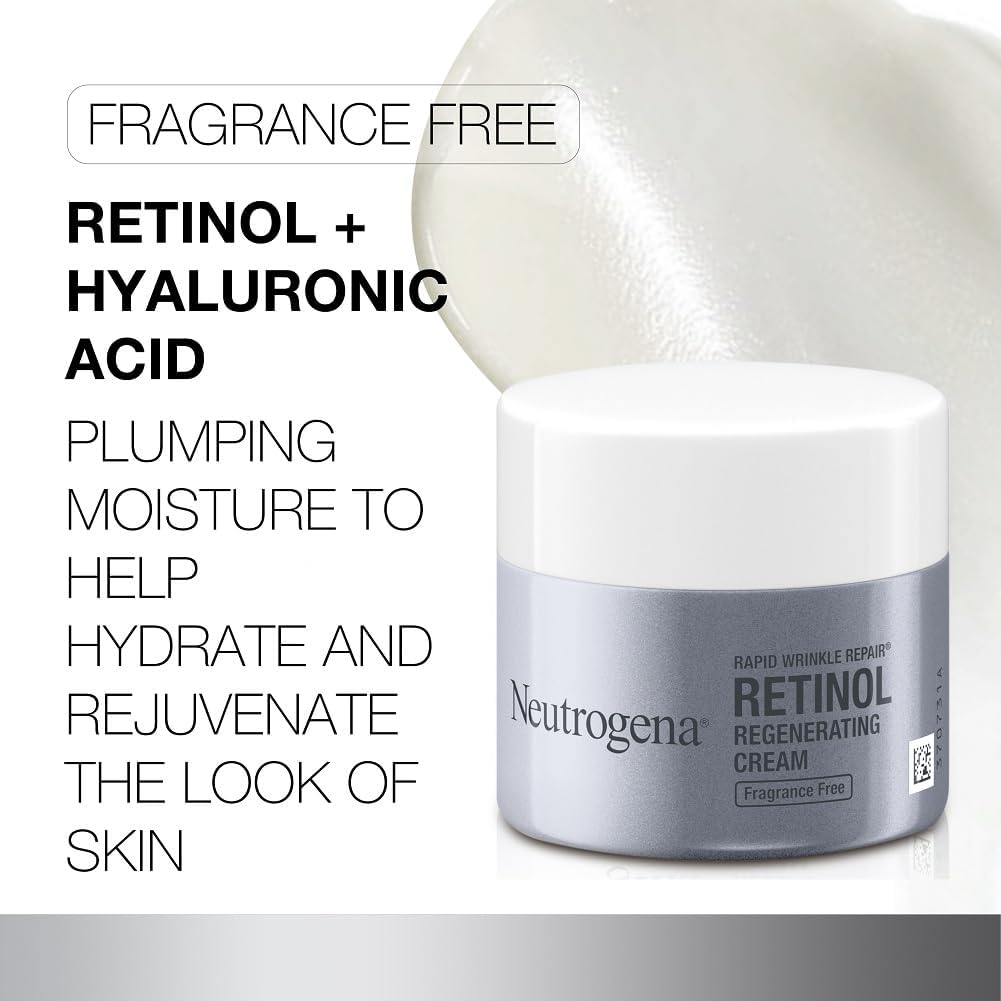 Neutrogena Rapid Wrinkle Repair Hyaluronic Acid Retinol Cream, Anti Wrinkle Cream, Face Moisturizer, Neck Cream & Dark Spot Remover for Face - Day & Night Cream with Hyaluronic Acid & Retinol, 1.7 oz-2